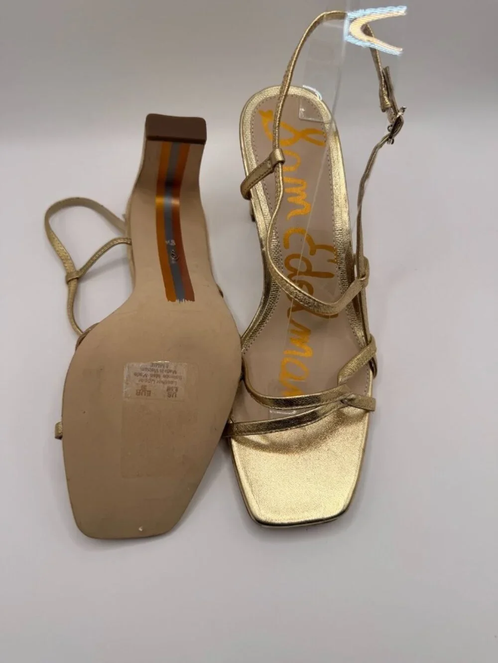 Sam Edelman Womens Emmie Golden Strap Slingback High Heels Sz 8.5